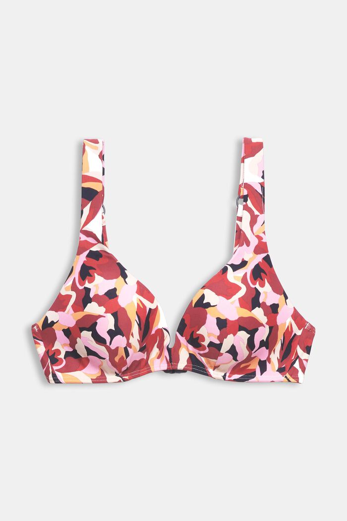 Padded bikini top with floral print, DARK RED, detail image number 4