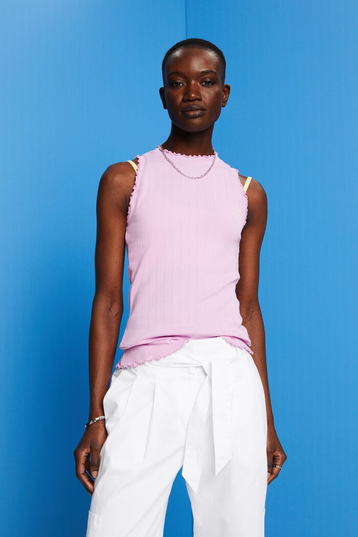 Ribbed sleeveless top, LILAC, detail image number 0
