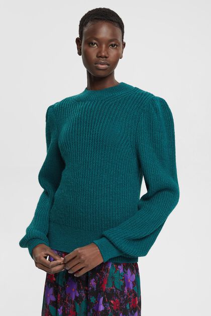 Puffy sleeve jumper with wool