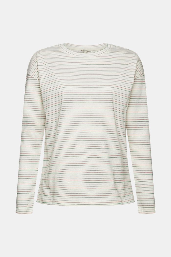 Striped long sleeve top with glitter, organic cotton blend