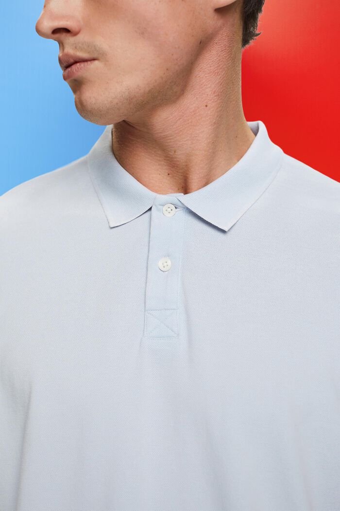 Stone-washed cotton pique polo shirt, PASTEL BLUE, detail image number 2