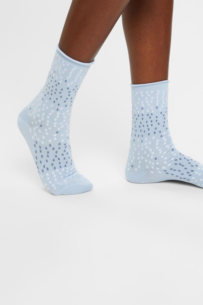2-pack of dot pattern socks, organic cotton, LIGHT BLUE/NAVY, detail image number 1
