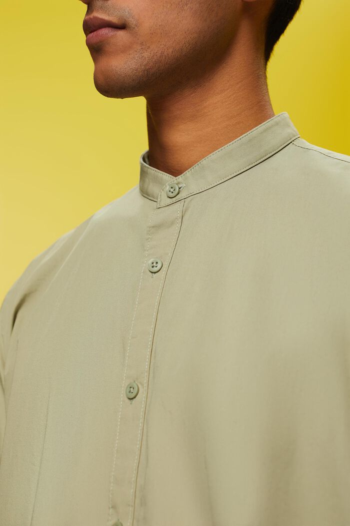 Cotton Stand Collar Shirt, LIGHT GREEN, detail image number 2