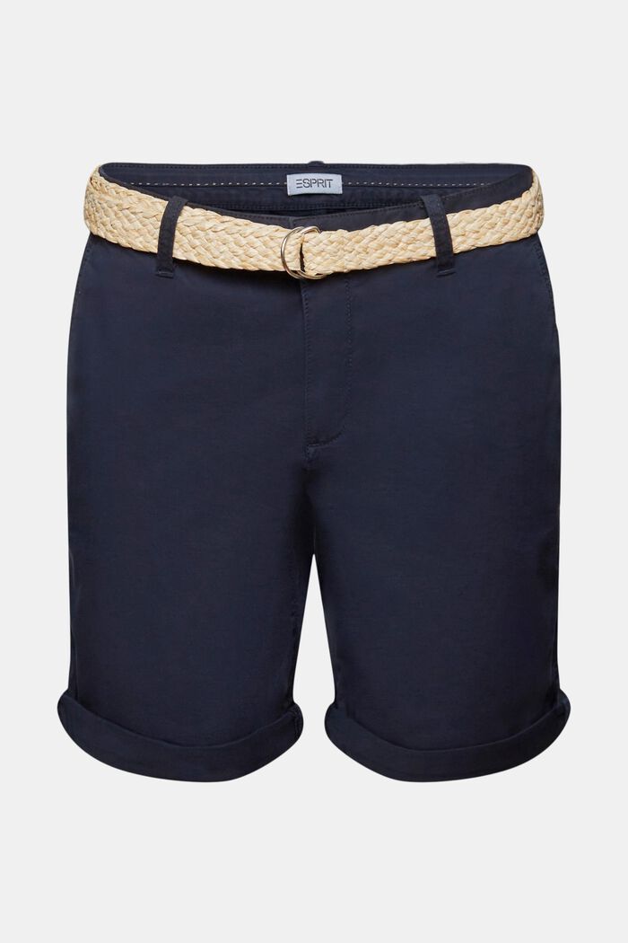 Shorts with braided raffia belt, NAVY, detail image number 7