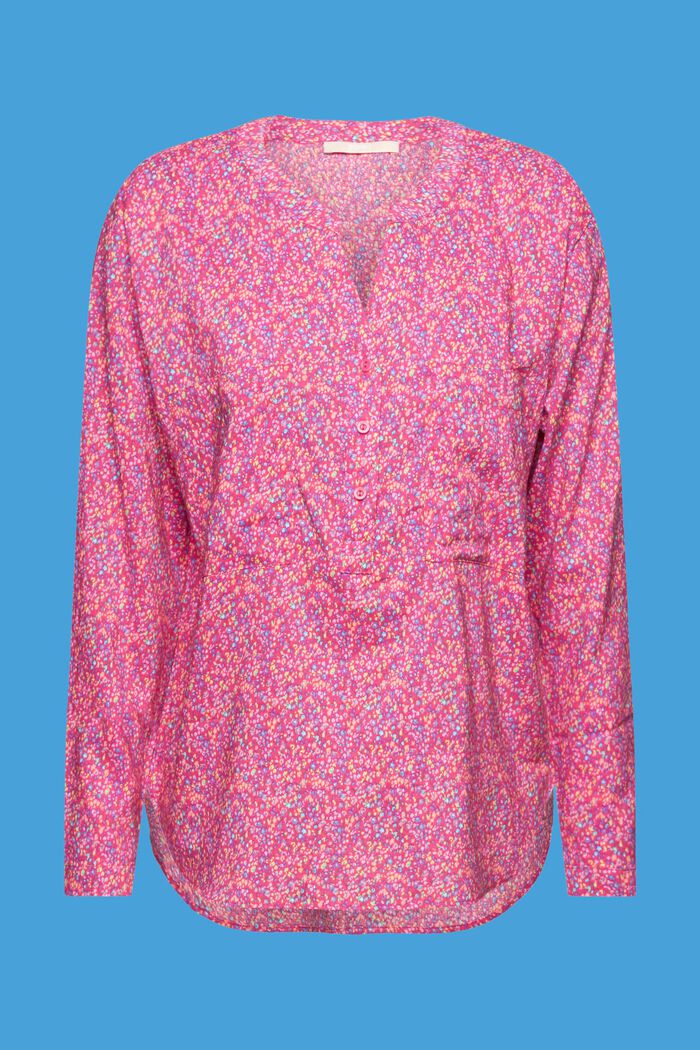 Floral V-neck blouse with buttons, PINK FUCHSIA, detail image number 7
