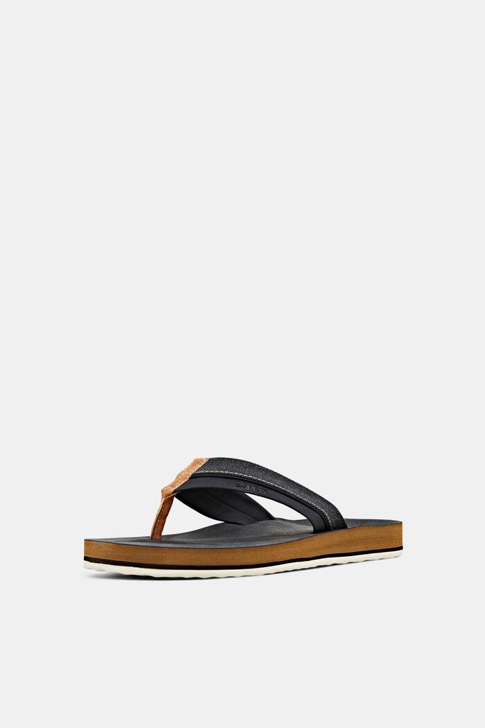 Thong sandals with material mix elements, BLACK, detail image number 2
