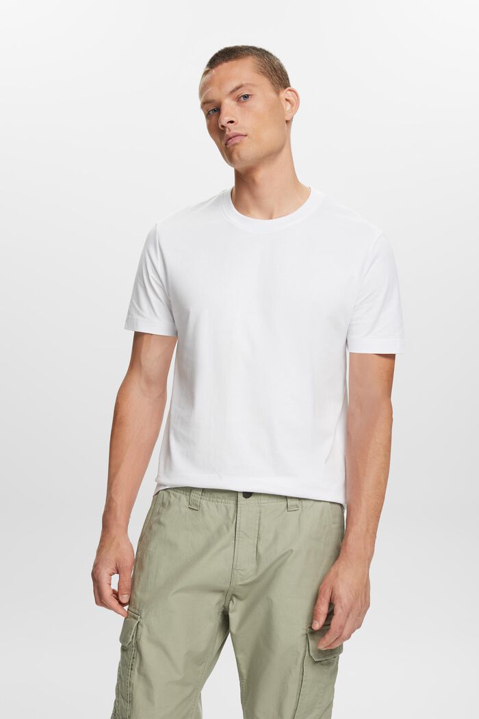 Pima Cotton-Jersey Crewneck T-Shirt, WHITE, detail image number 0