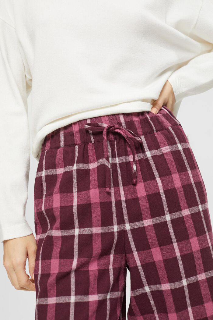 Checked pyjama bottoms in cotton flannel, BORDEAUX RED, detail image number 2