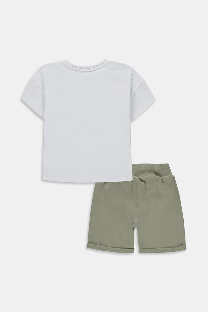 Mixed set: Logo print t-shirt and shorts, WHITE, detail image number 1