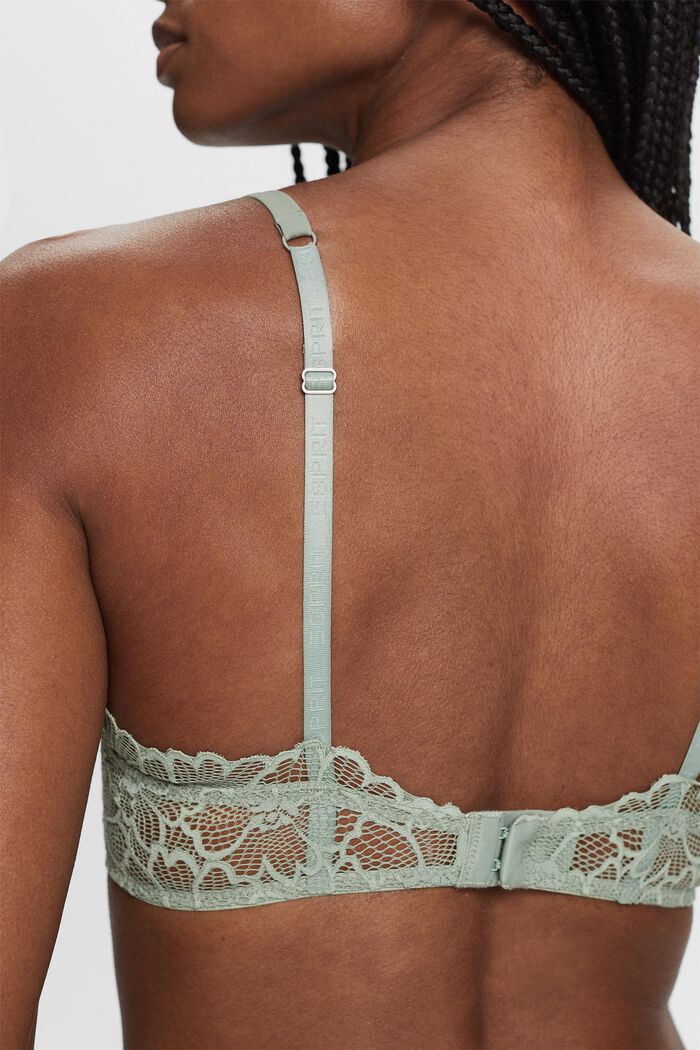 Padded Underwired Lace Bra, DUSTY GREEN, detail image number 3