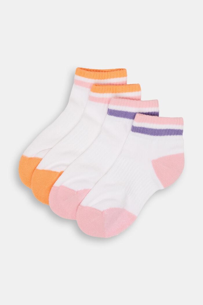 2-pack of athletic socks with coloured accents, ROSE/ORANGE, detail image number 0