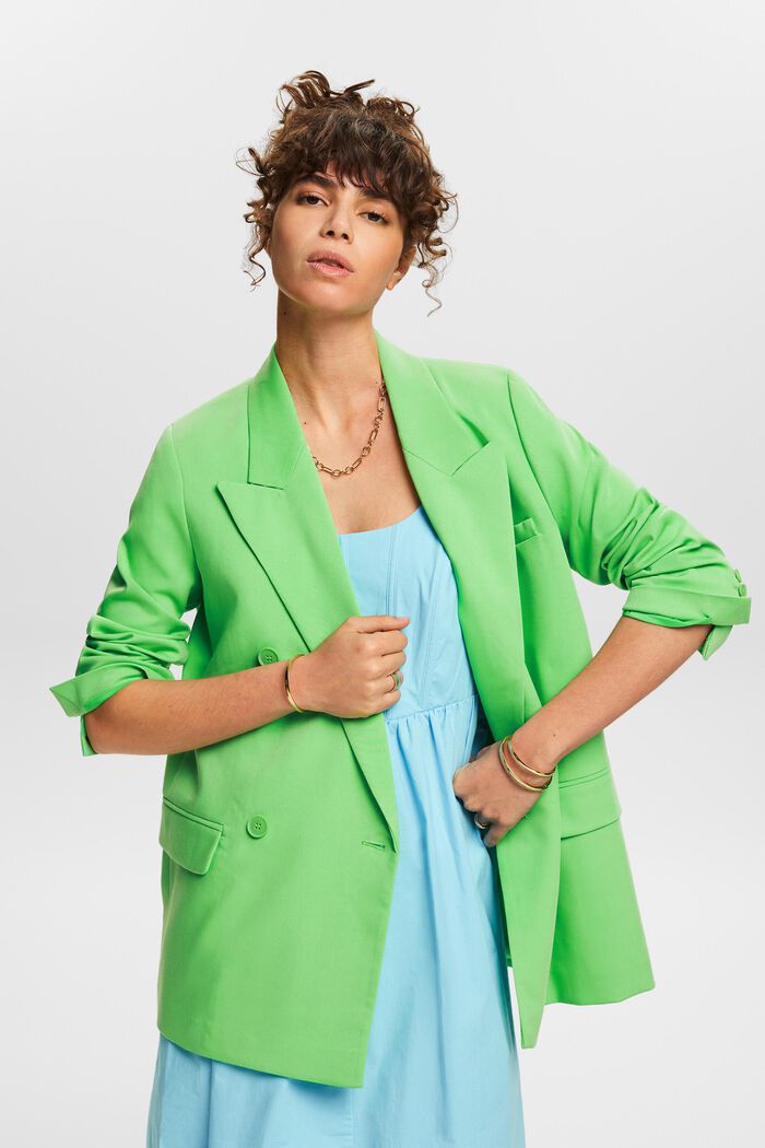 Double-Breasted Blazer, CITRUS GREEN, detail image number 0