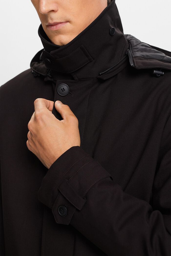 Recycled: padded mac coat with detachable hood, BLACK, detail image number 2