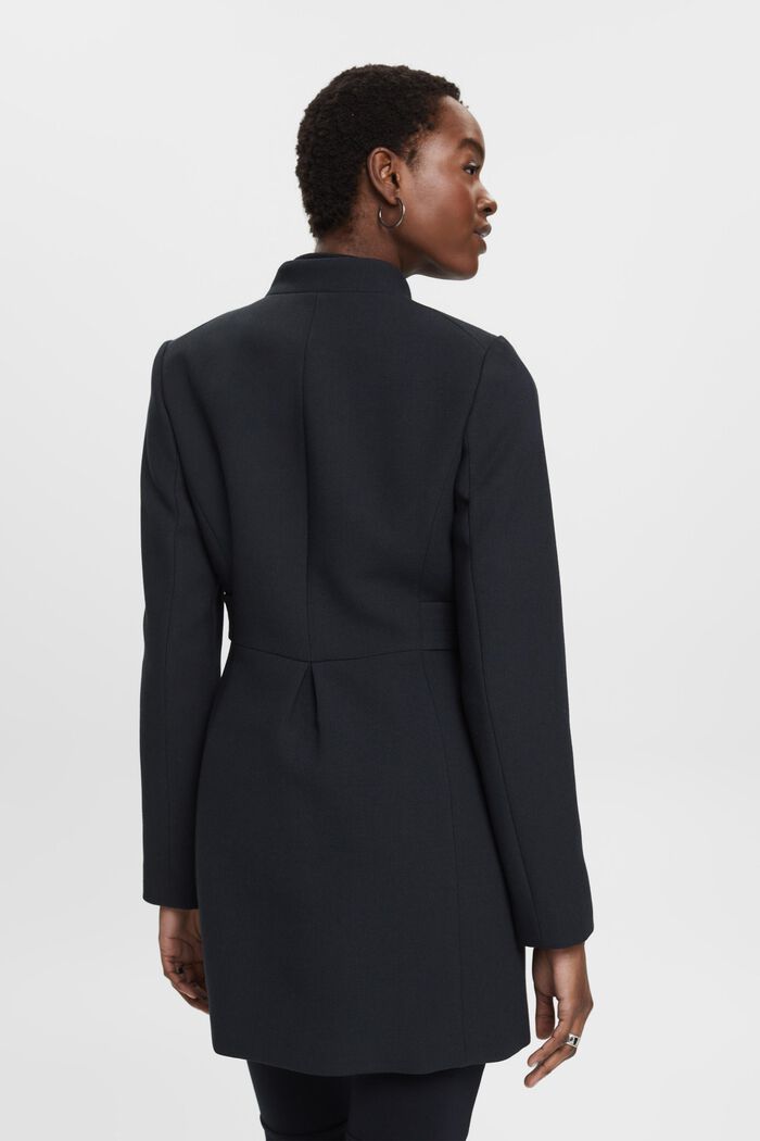 Waisted coat with inverted lapel collar, BLACK, detail image number 3