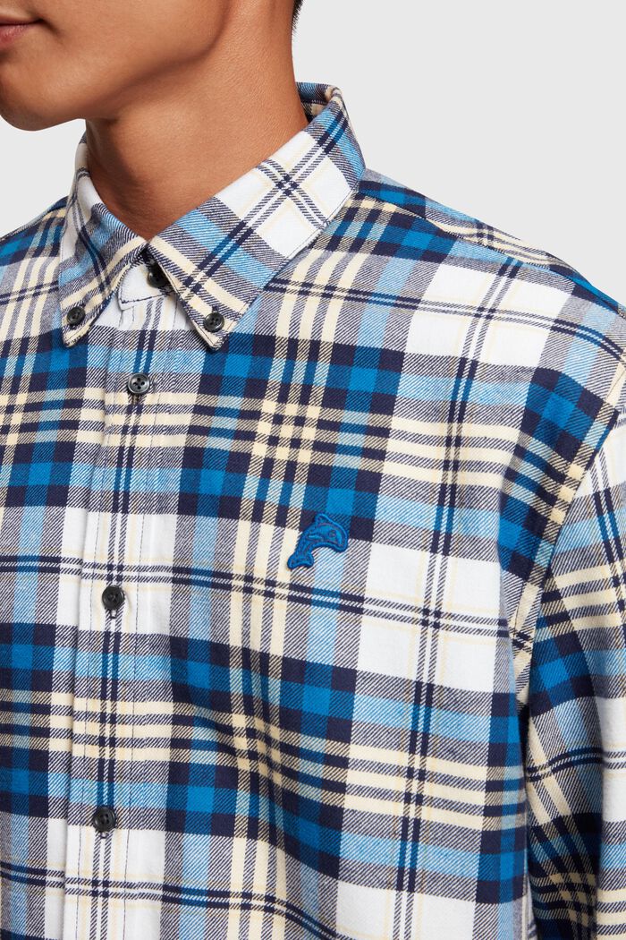 Plaid flannel shirt, BLUE, detail image number 2