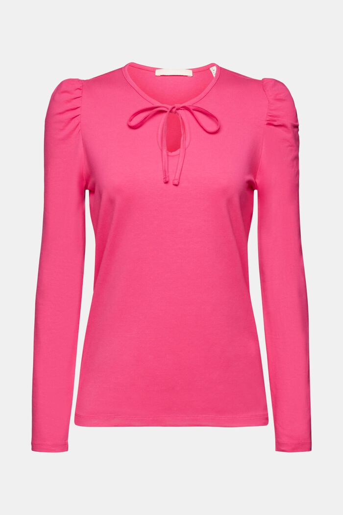 Long-sleeved top with a keyhole neck, PINK FUCHSIA, detail image number 6