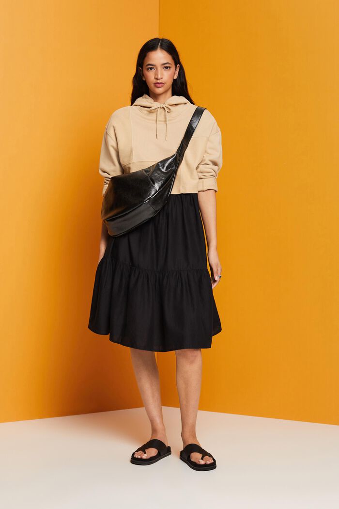 Midi dress, cotton-linen blend, BLACK, detail image number 1