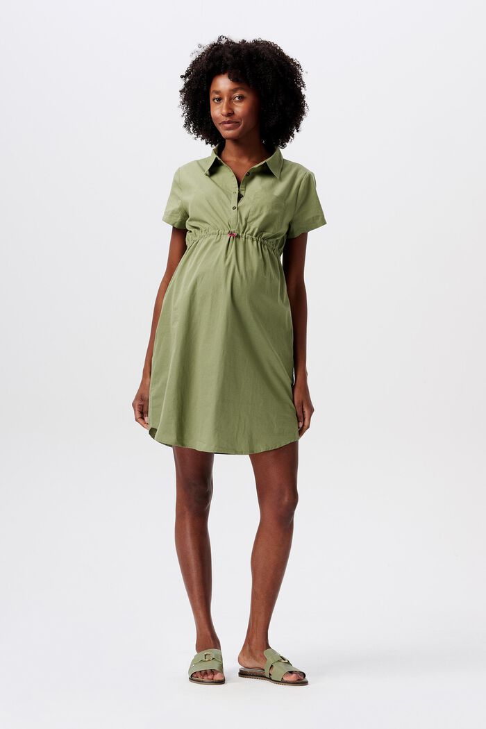 MATERNITY Nursing Shirt Dress, OLIVE GREEN, detail image number 1
