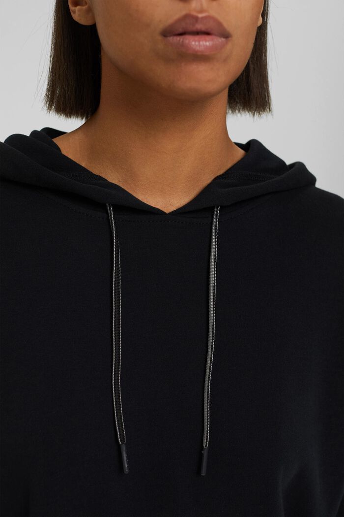 Sweatshirt hoodie, organic cotton blend, BLACK, detail image number 2