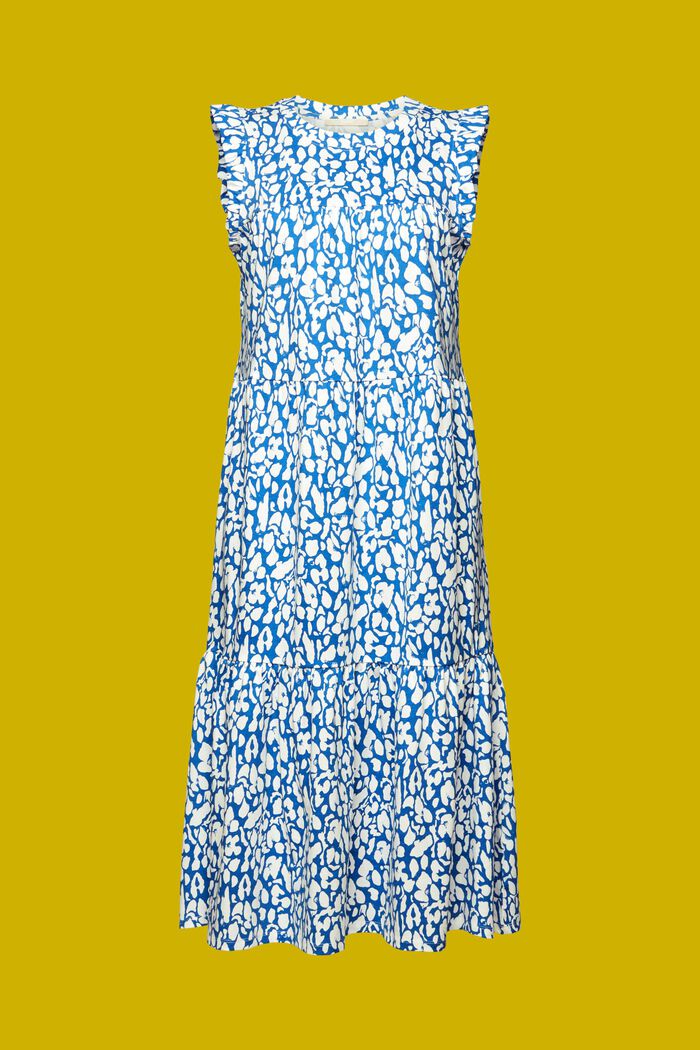 Patterned jersey midi dress, 100% cotton, BRIGHT BLUE, detail image number 6