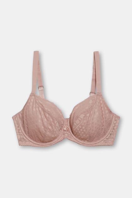 Recycled: underwired bra for larger cup sizes, OLD PINK, overview