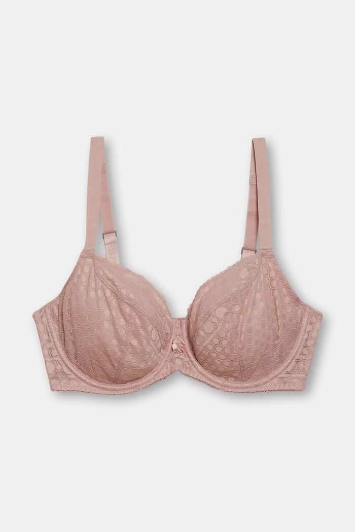Lace underwire bra for larger cup sizes made of recycled material, OLD PINK, detail image number 4