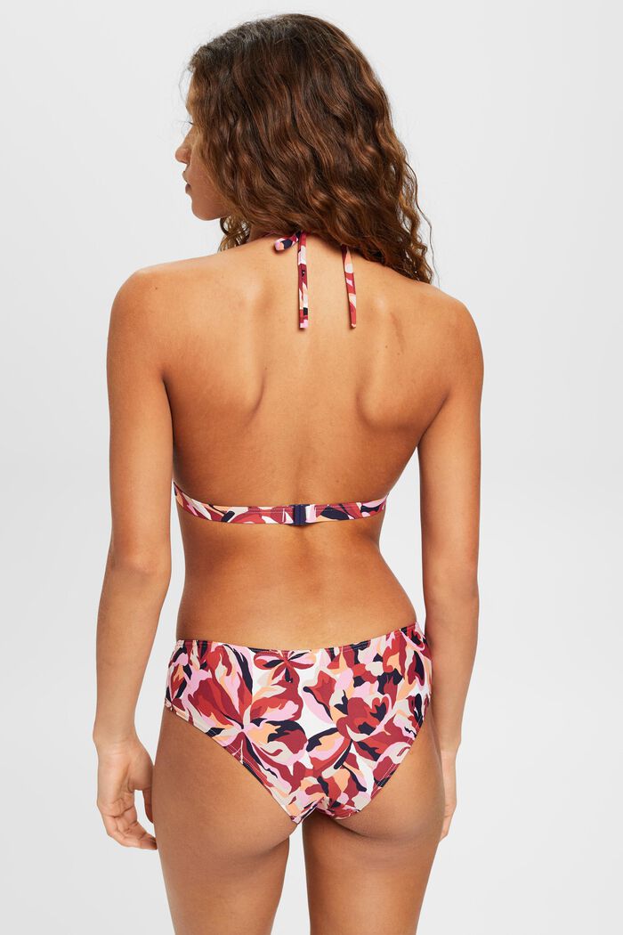Halterneck bikini top with floral print, DARK RED, detail image number 3