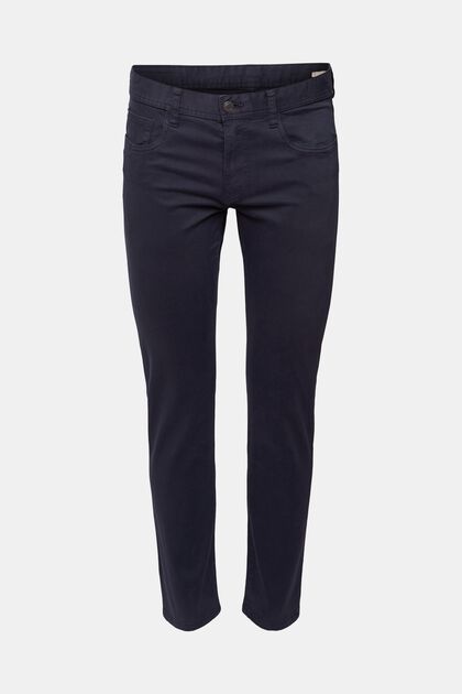 Slim fit trousers, organic cotton, NAVY, overview