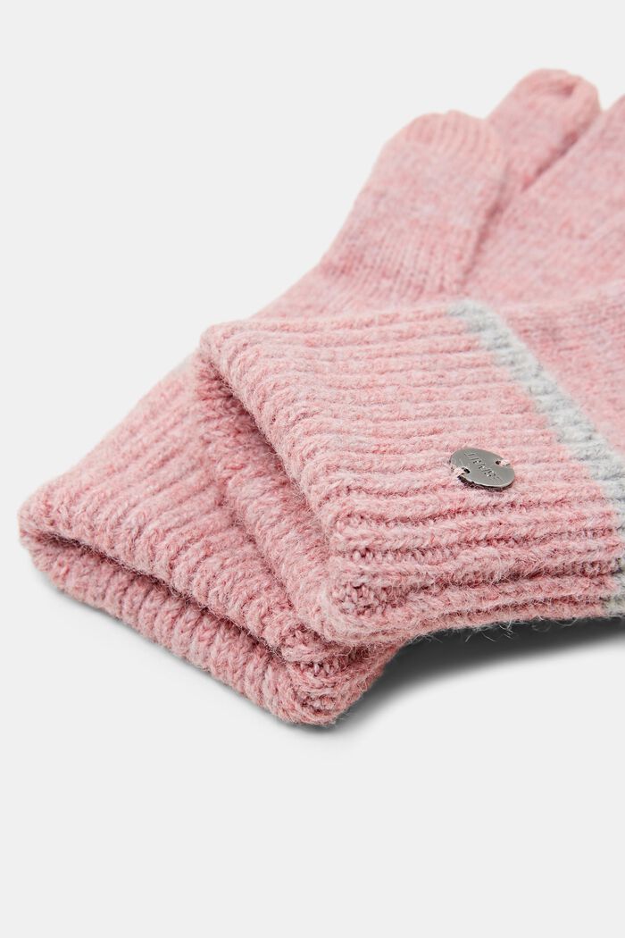 Knitted gloves with wool, LIGHT PINK, detail image number 1
