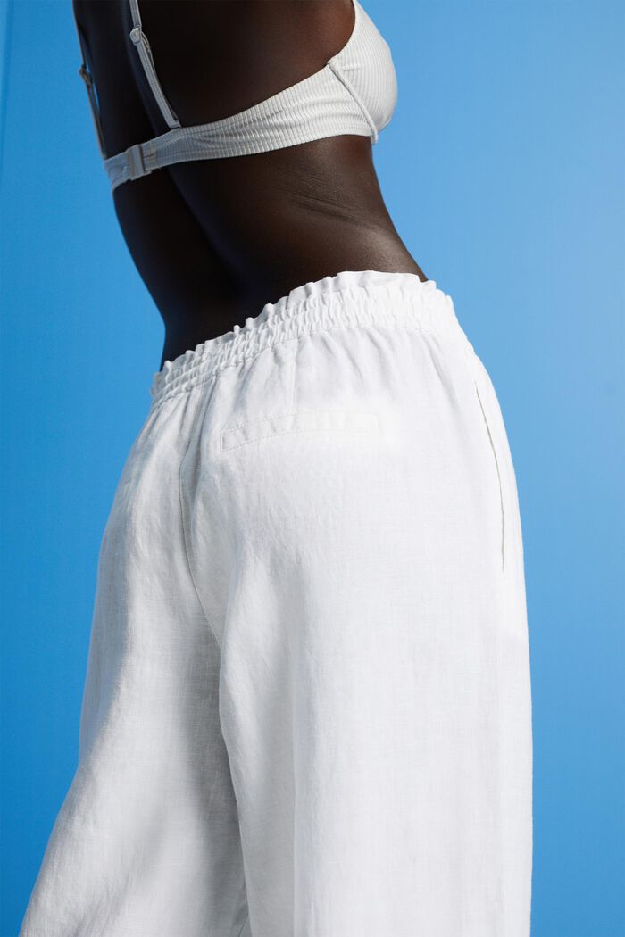 Wide fit linen trousers, OFF WHITE, detail image number 4