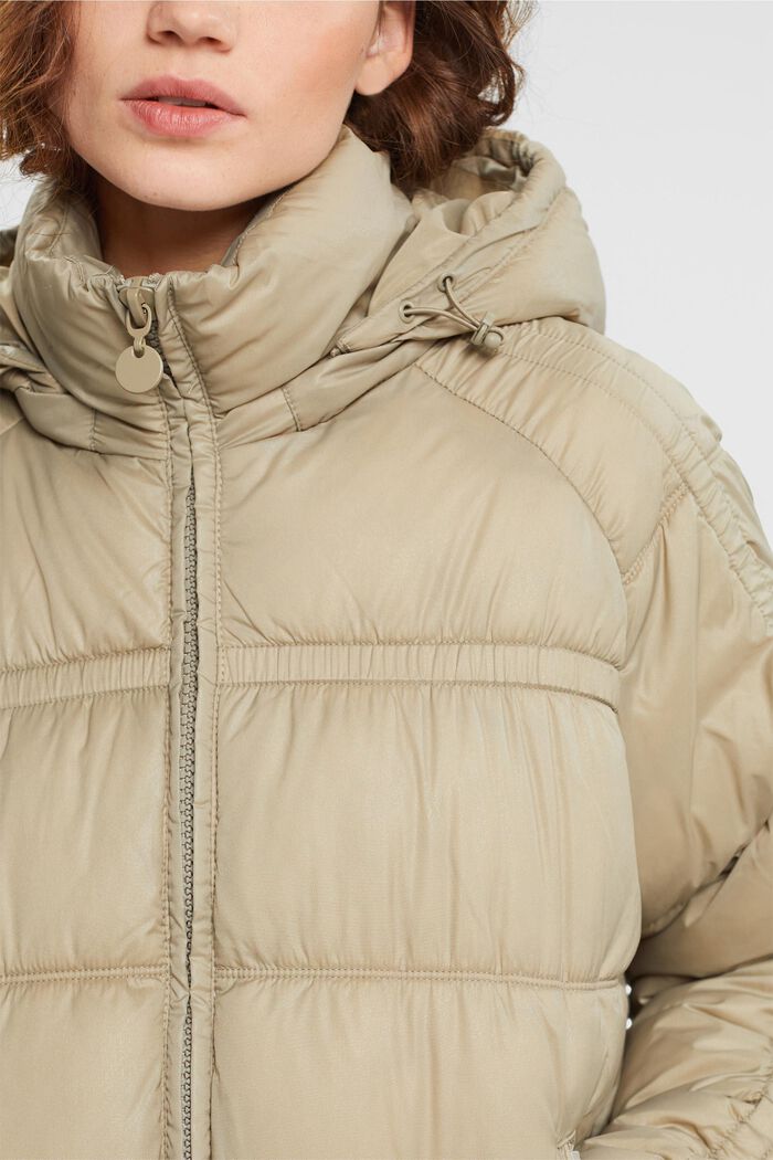 Quilted jacket with detachable hood, PALE KHAKI, detail image number 0