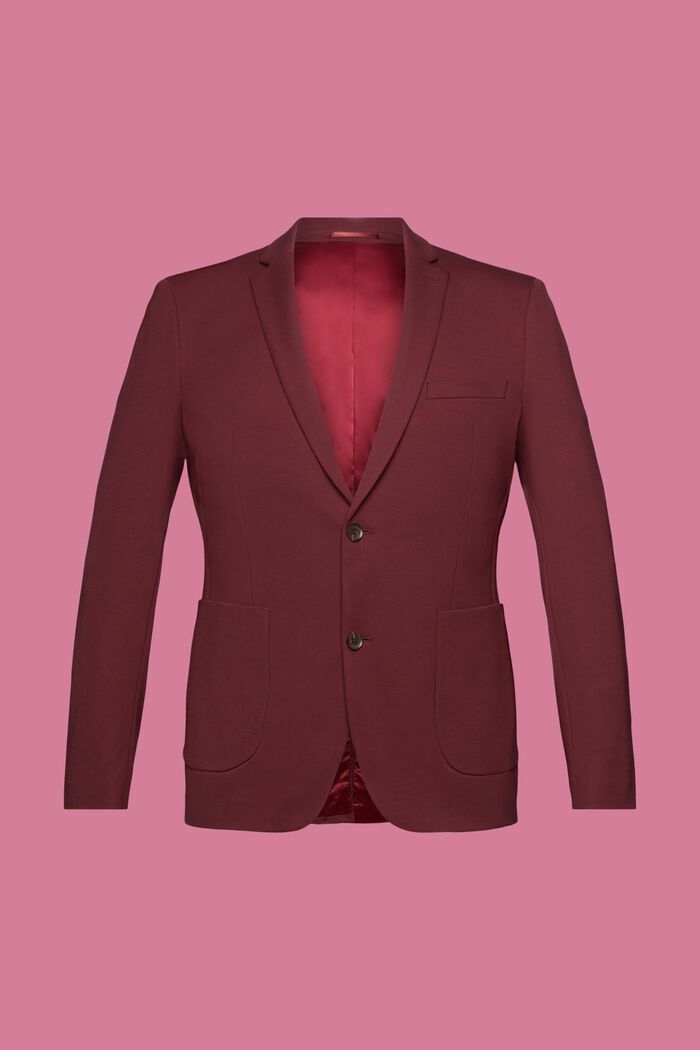 Single-breasted piqué jersey blazer, BORDEAUX RED, detail image number 5