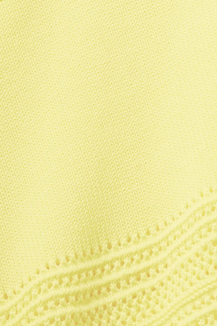 Crewneck Open-Knit Sweater, PASTEL YELLOW, detail image number 5
