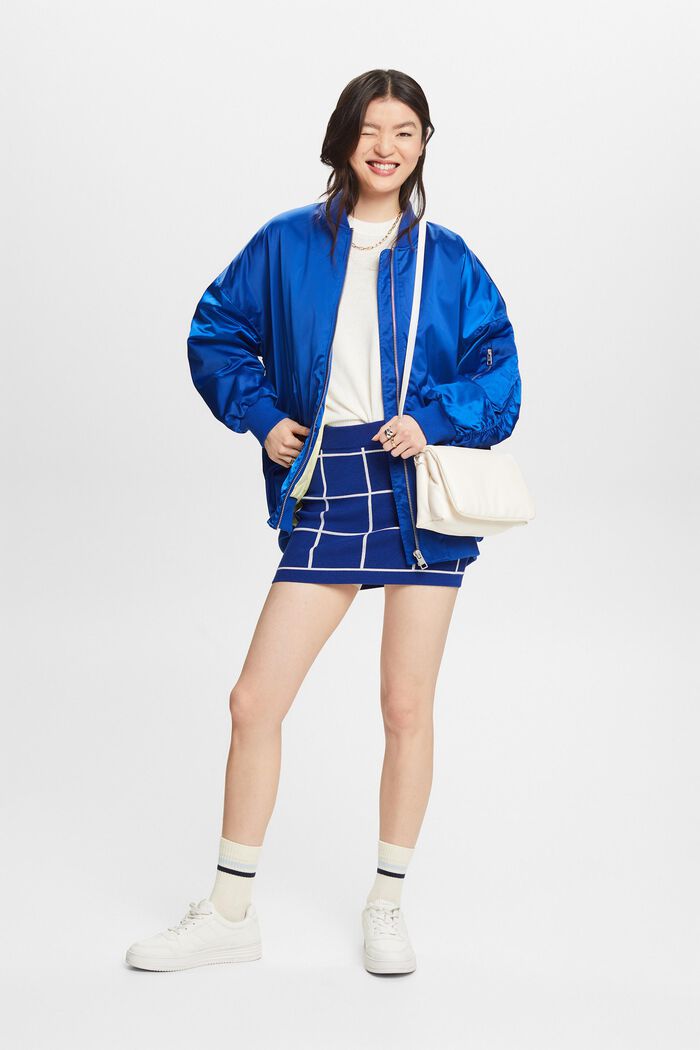 Jacquard-Knit Mini Skirt, BRIGHT BLUE, detail image number 1