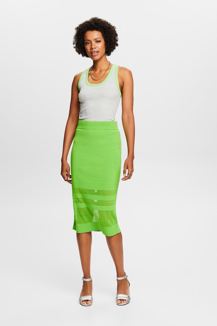 Linen-Blend Midi Skirt, CITRUS GREEN, detail image number 5