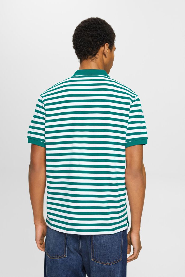 Striped slim fit polo shirt, EMERALD GREEN, detail image number 3
