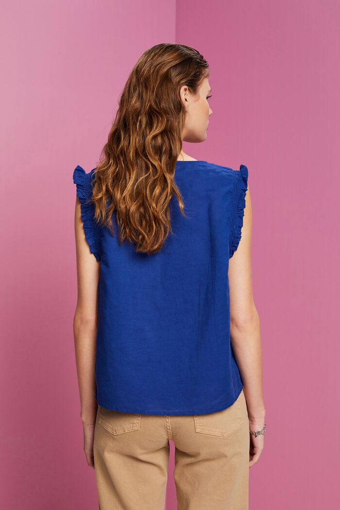 Sleeveless linen blend blouse, INK, detail image number 3