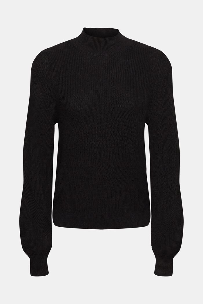 Knitted mock neck jumper, BLACK, detail image number 7