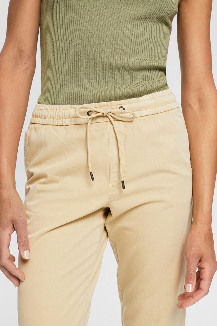 Trousers with a drawstring waistband made of pima cotton, SAND, detail image number 2
