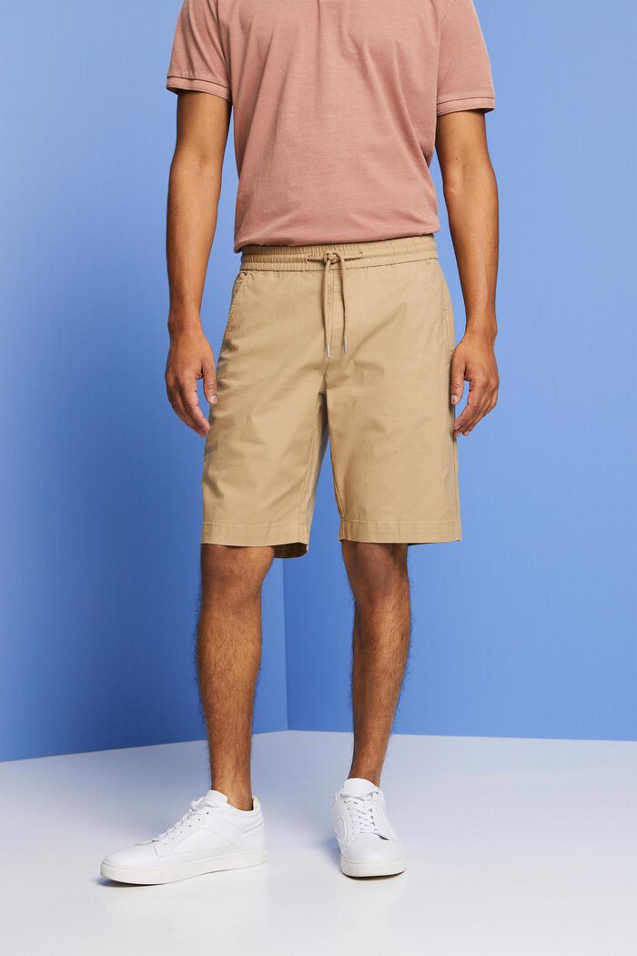 Cotton Twill Shorts, BEIGE, detail image number 0