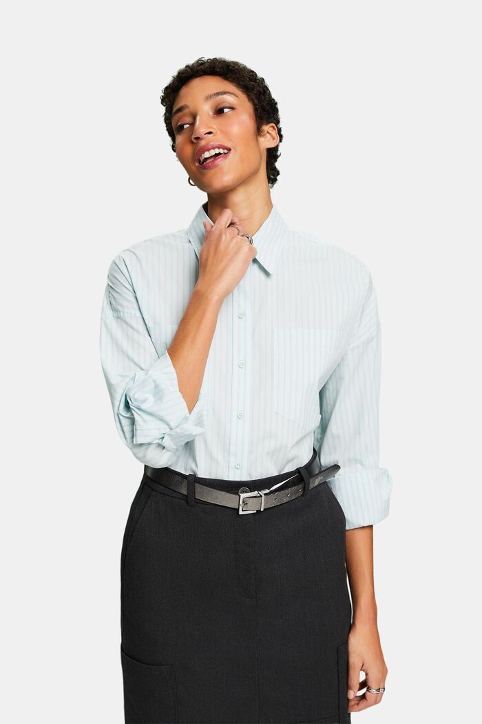 Striped Button-Down Shirt, MINT/LAVENDER, detail image number 0