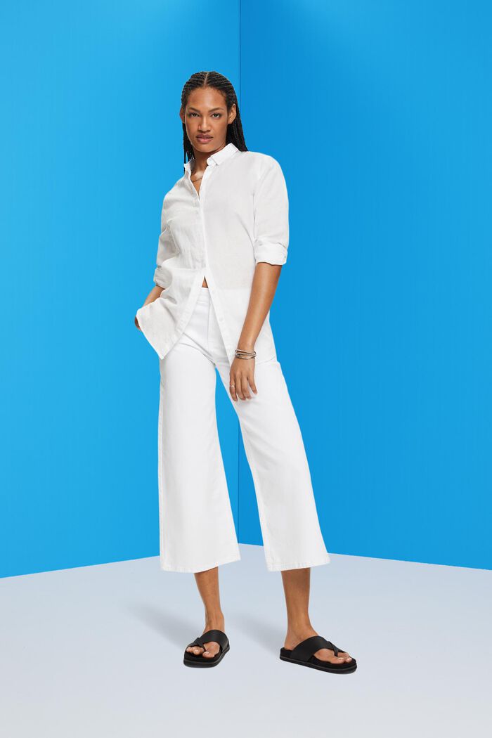 High-rise wide leg culottes, WHITE, detail image number 5