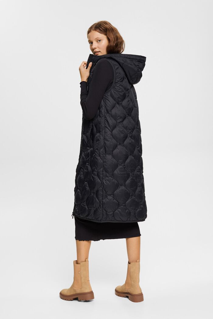 Long quilted body-warmer, BLACK, detail image number 3