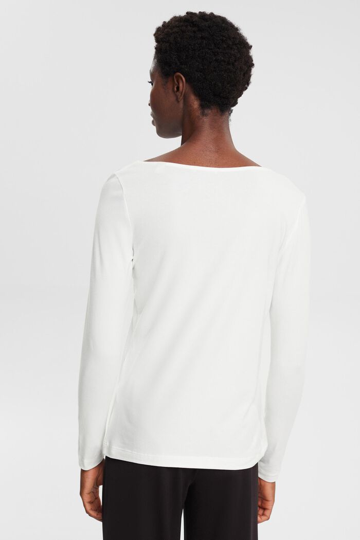 Long-sleeved top with asymmetric neckline, OFF WHITE, detail image number 3