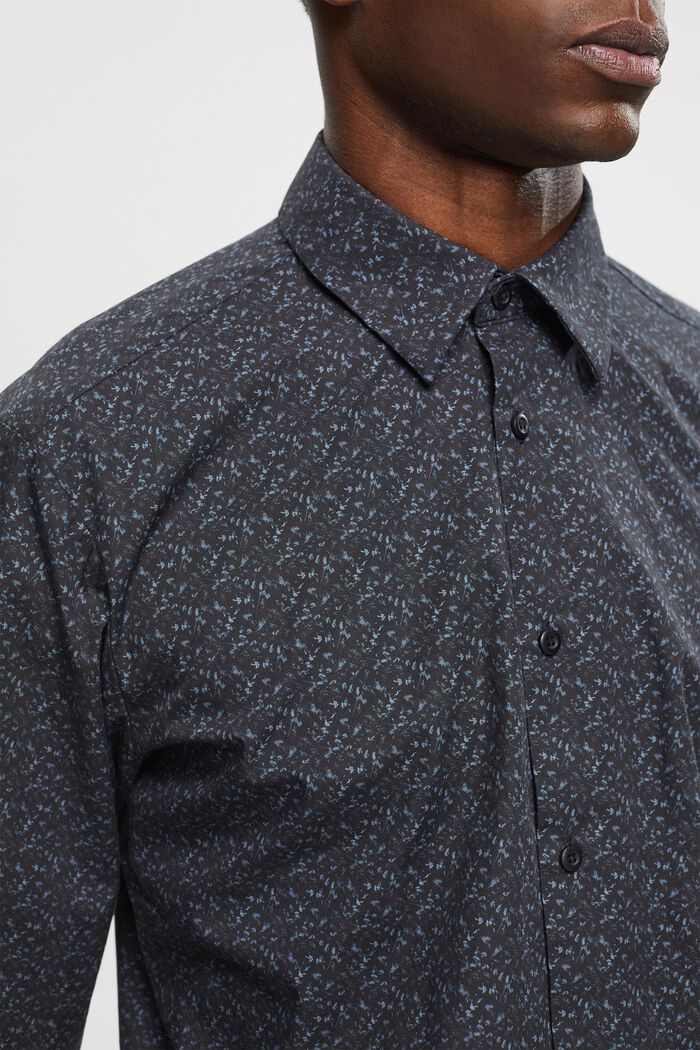 Patterned slim fit cotton shirt, BLACK, detail image number 2