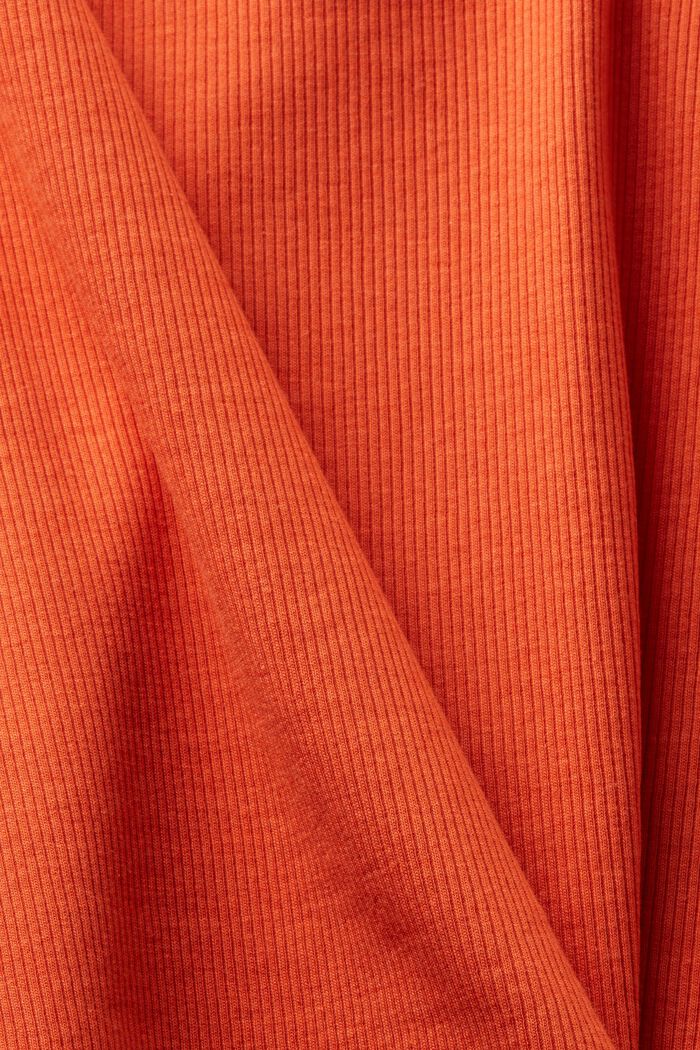 Lace Rib-Knit Jersey Top, BRIGHT ORANGE, detail image number 5