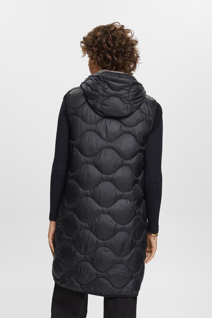 Recycled: longline quilted body warmer, BLACK, detail image number 3