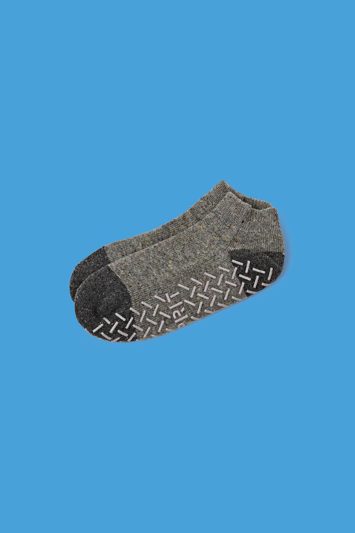 Non-slip short socks, wool blend, LIGHT GREY, detail image number 0