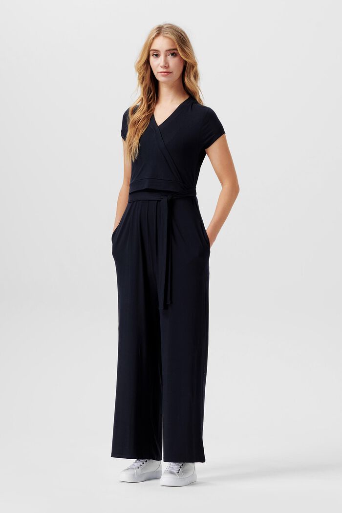 Jersey wide leg jumpsuit with nursing function, NIGHT SKY BLUE, detail image number 0