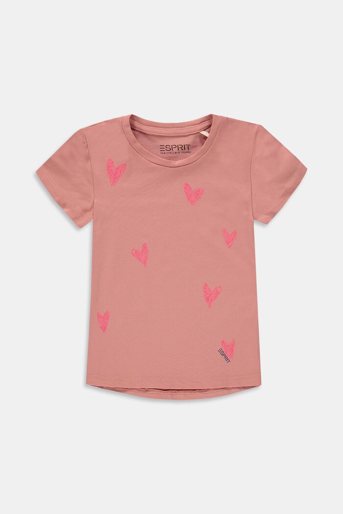 Printed T-shirt, stretch cotton, DARK OLD PINK, overview